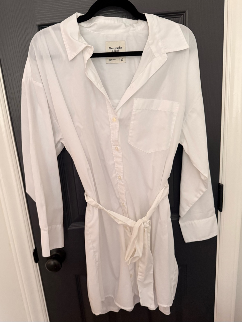 Abercrombie & Fitch | White Button-Down Shirt Dress with Tie Waist